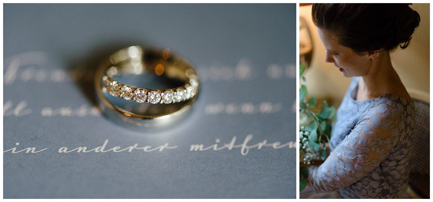 Diamantenring auf einer Hochzeitseinladung